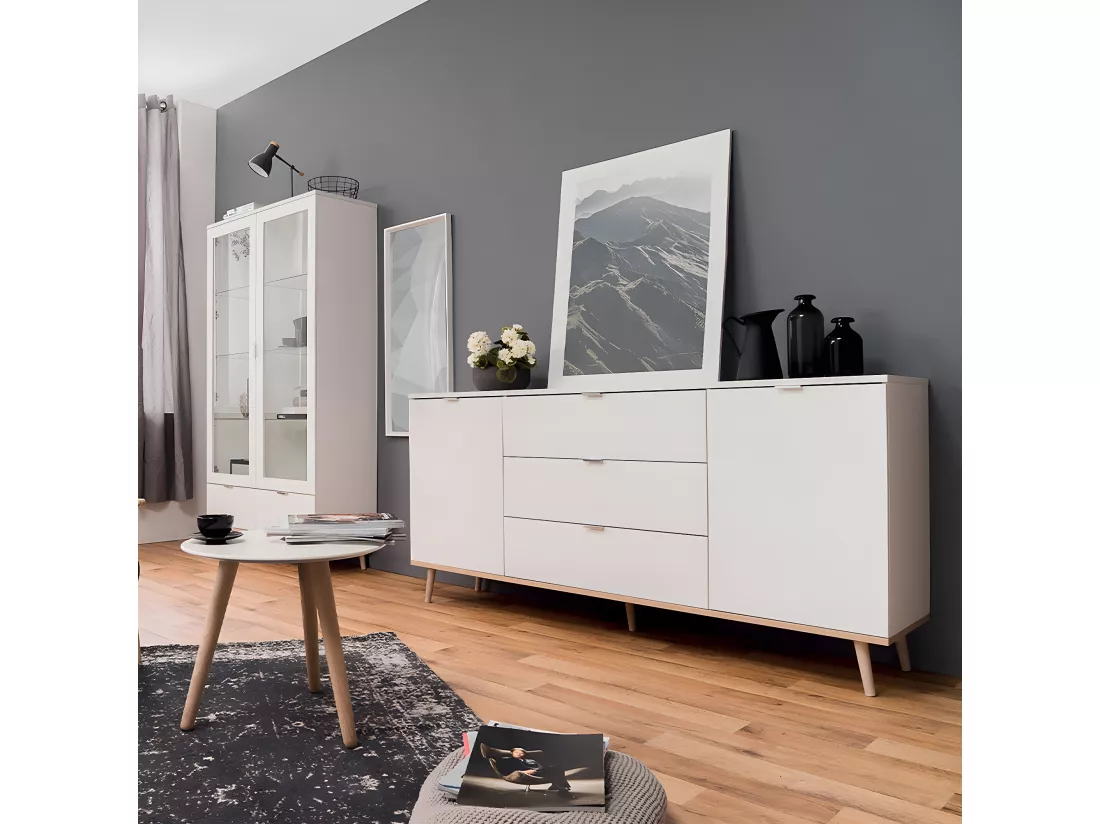 Vaisselier avec 2 Portes et 2 Tiroirs H140 cm - COPENHAGUE