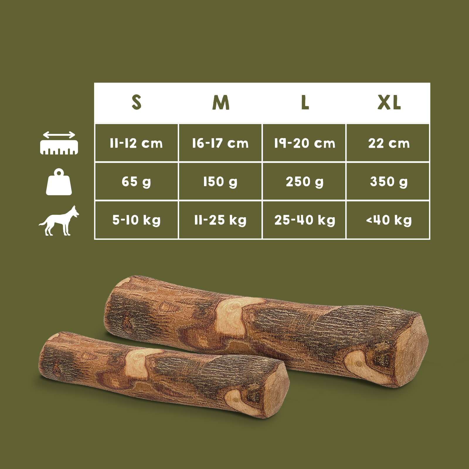 Brinquedo para cães em madeira de oliveira natural. Tamanho P x 2 unidades. MAIKAI PETS