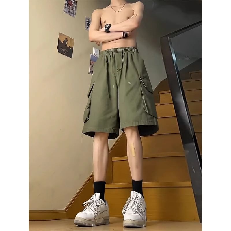 Giuliana - Effen cargoshorts met trekkoordtaille