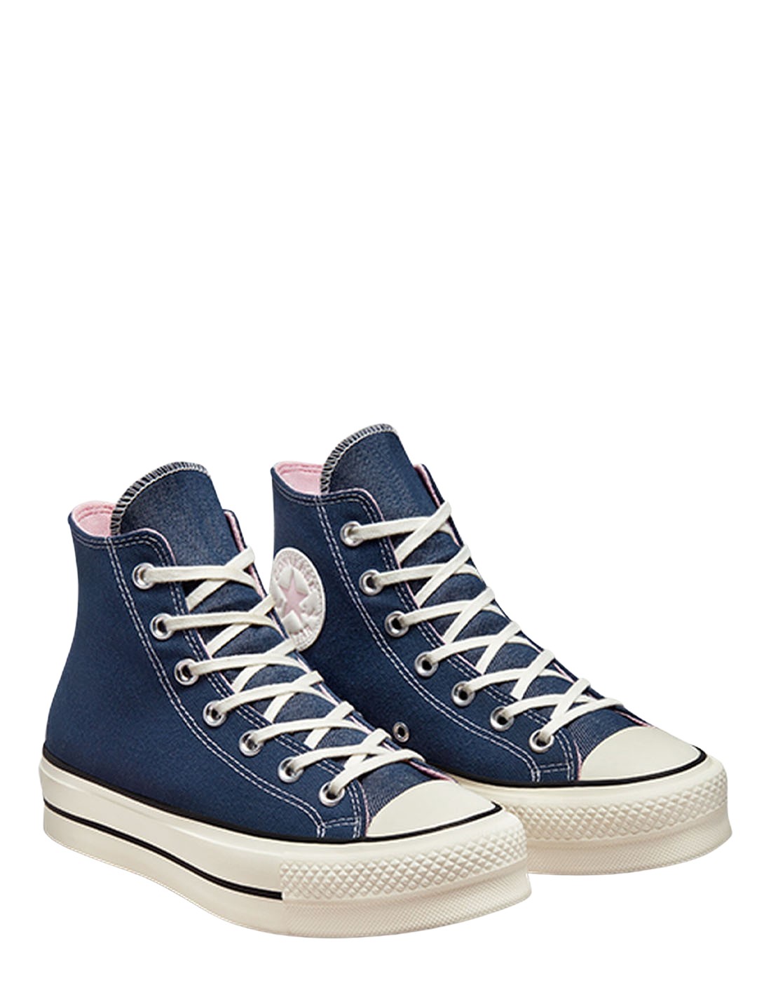 converse sneakers compensées montantes femme ctas lift hi bleu blanc rose