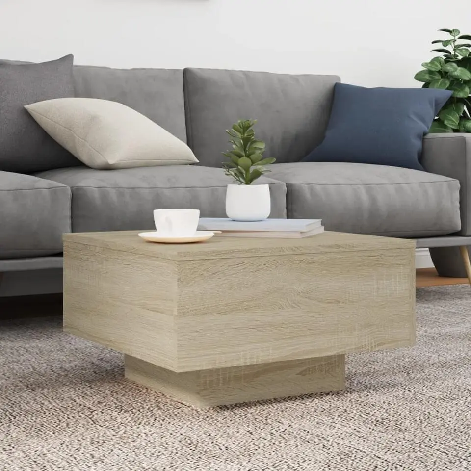 vidaXL - Vierkante salontafel - Sonoma eiken - Bewerkt hout - 55x55x31 cm