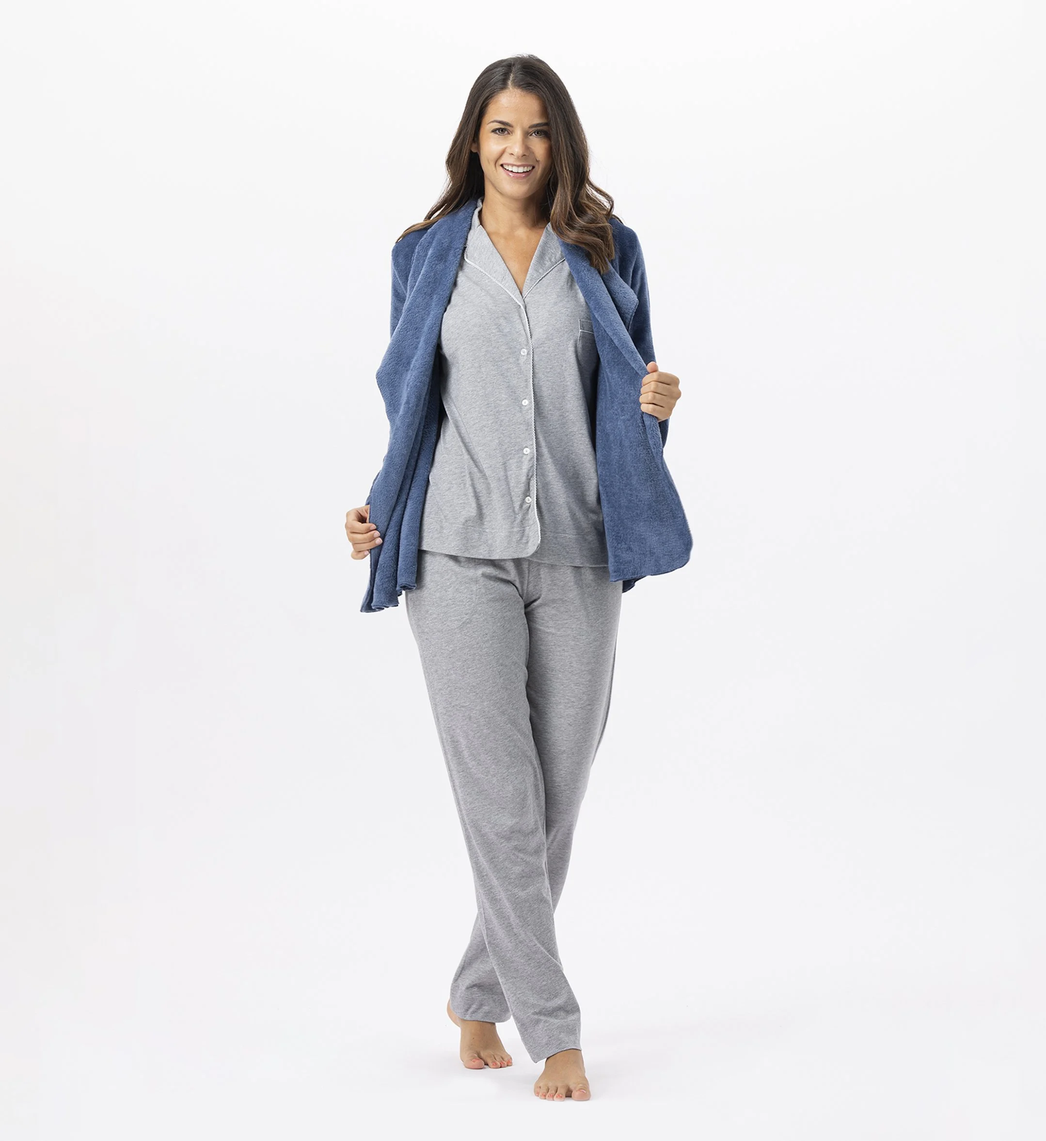ESSENTIEL 873 - Veste en peluche flanelle | Bleu