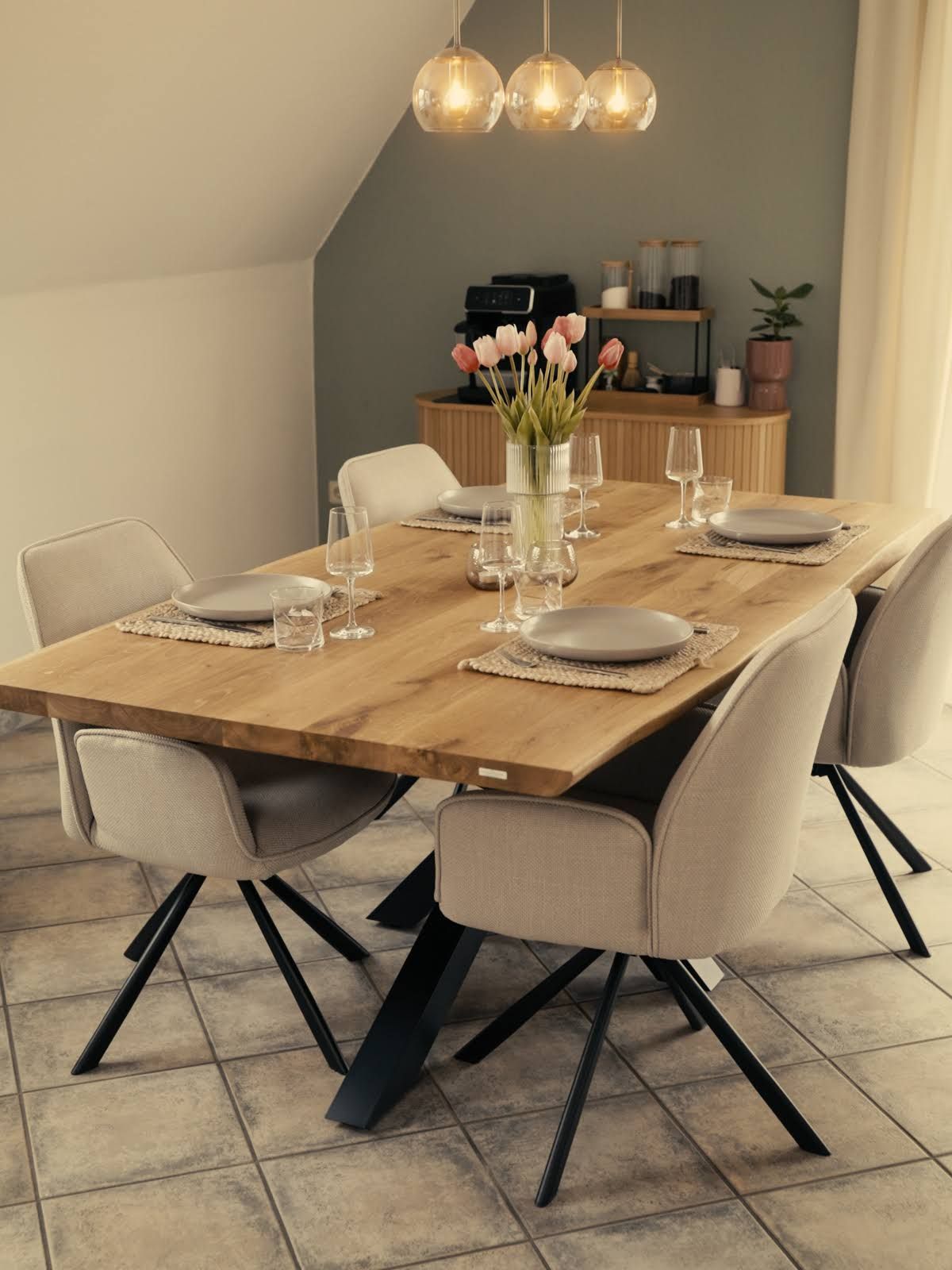 holz4home kalb Massivholztisch Eiche wählbare Größen 180x85 cm – 300x100 cm