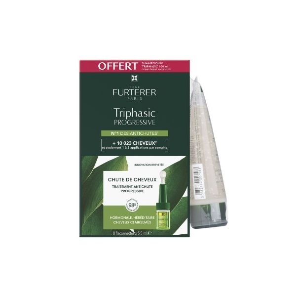 Rene Furterer Pack Triphasic Progressive 8x5,5ml   Shampoo 100ml