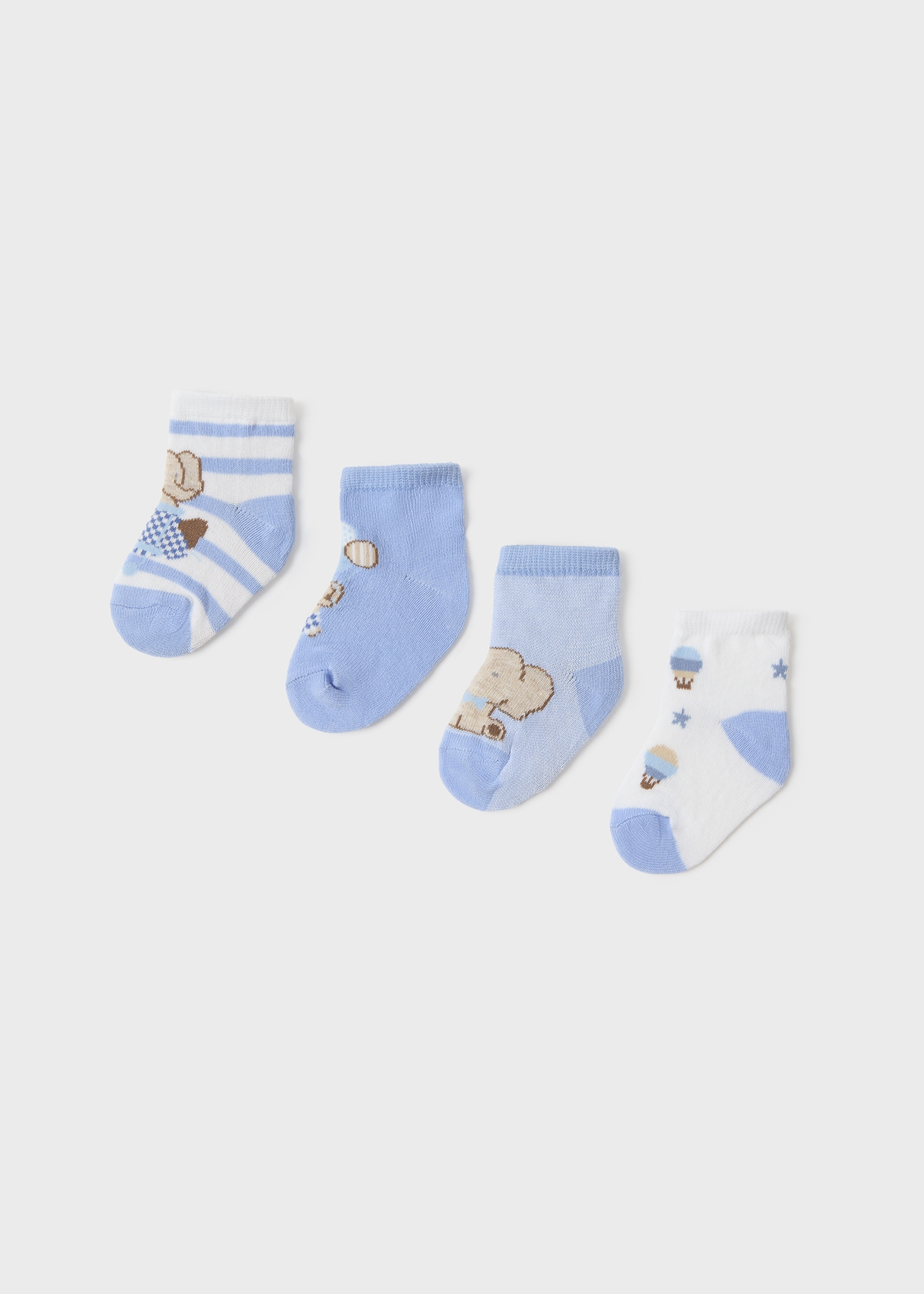 Conjunto de 4 meias de algodão orgânico para recém-nascidos (azul-marinho)