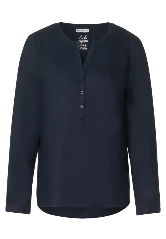 Basic Bluse in Unifarbe - dark blue