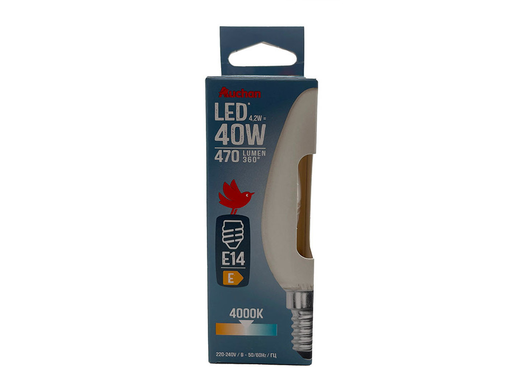 LÂMPADA LED VELA AUCHAN E14 40W LUZ BRANCA