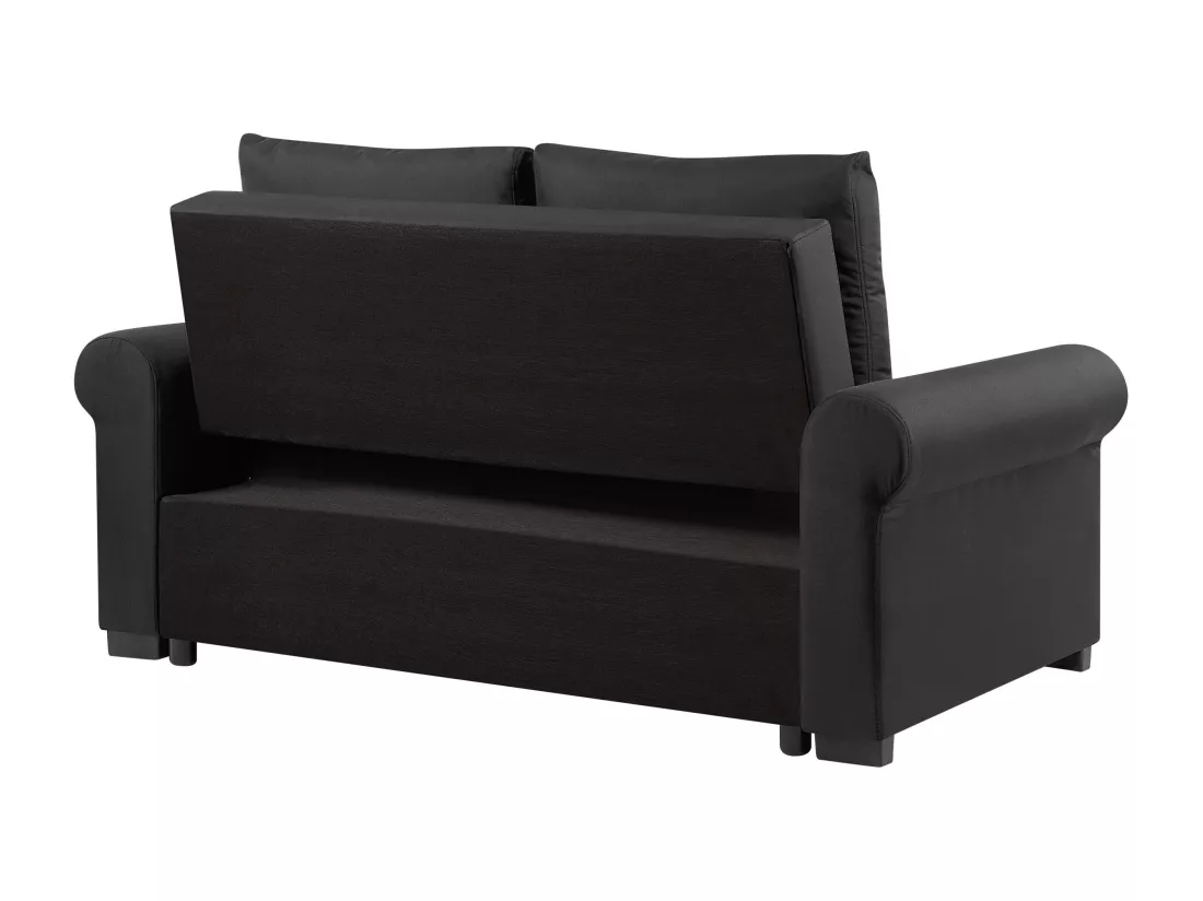 Canapé 2 places convertible en tissu noir SILDA
