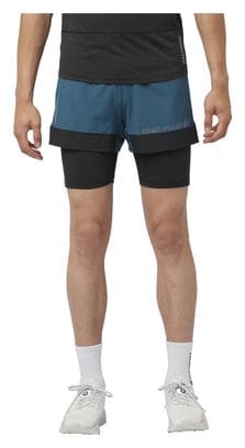 Short 2-en-1 Salomon Cross Bleu Noir Homme
