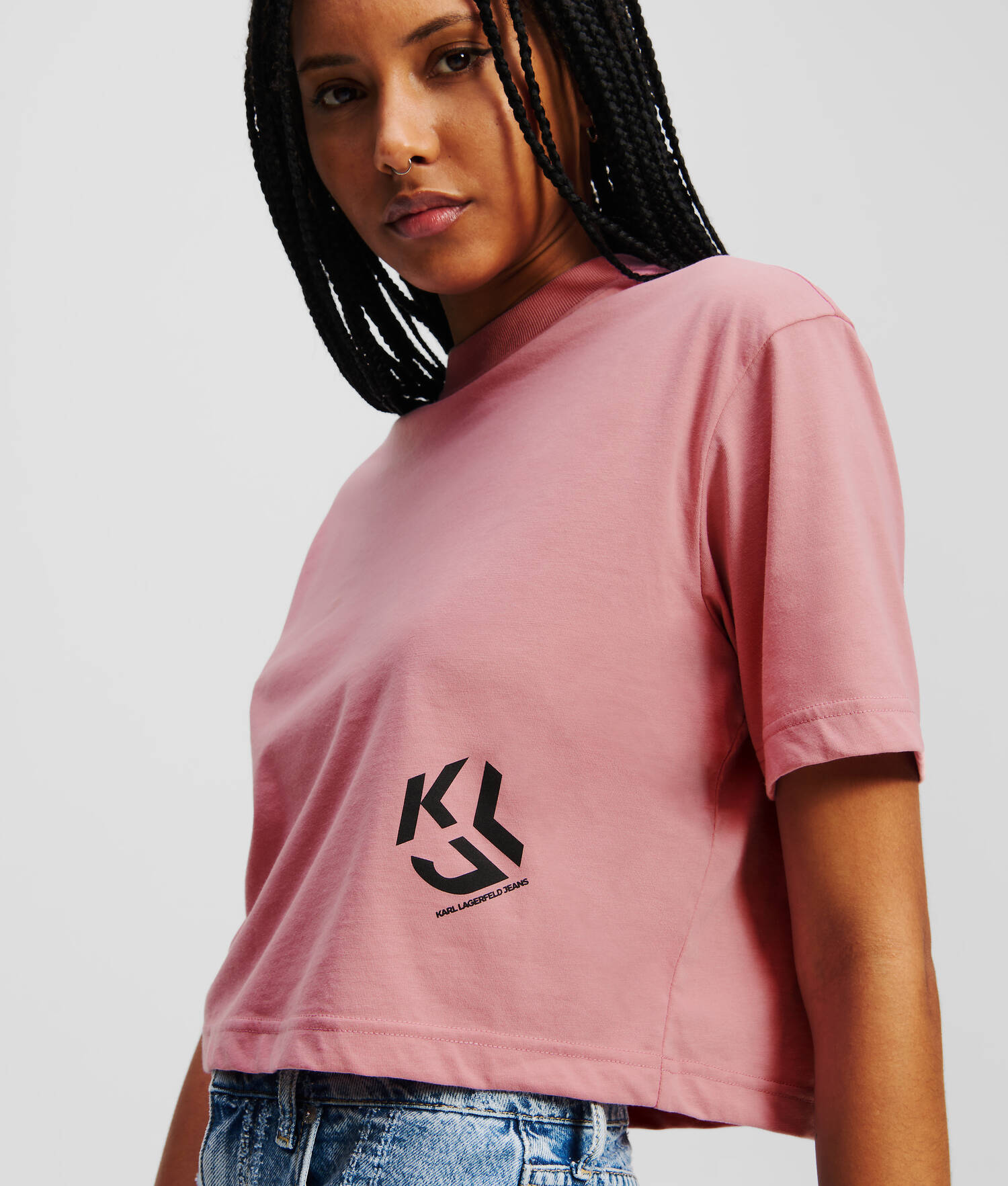 T-SHIRT CROPPED KLJ MONOGRAM - Gorge de renard