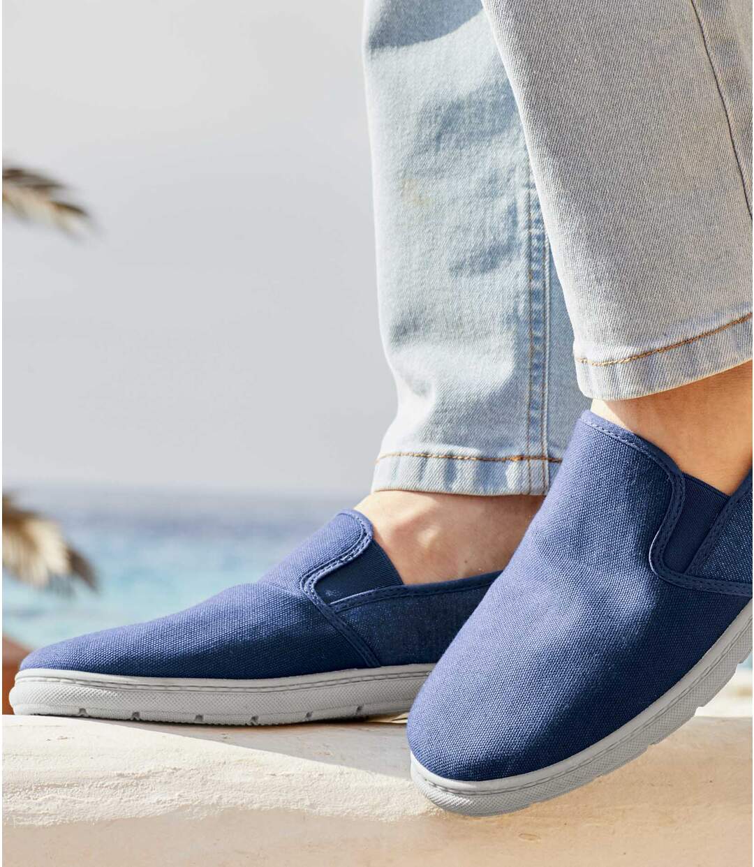 Mocassins Élastiqués en Jean et Canvas
