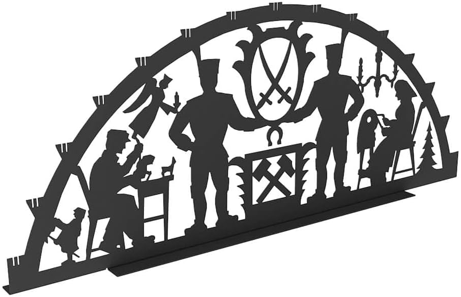 KNOBLOCH Schwibbogen aus Metall Winter-Motiv | XXL für außen oder kleiner für Innen | Schwarz | Outdoor | Weihnachtsdeko für Fenster, Garten und Balkon | Weihnachtsbeleuchtung (150 cm, Bergmann)