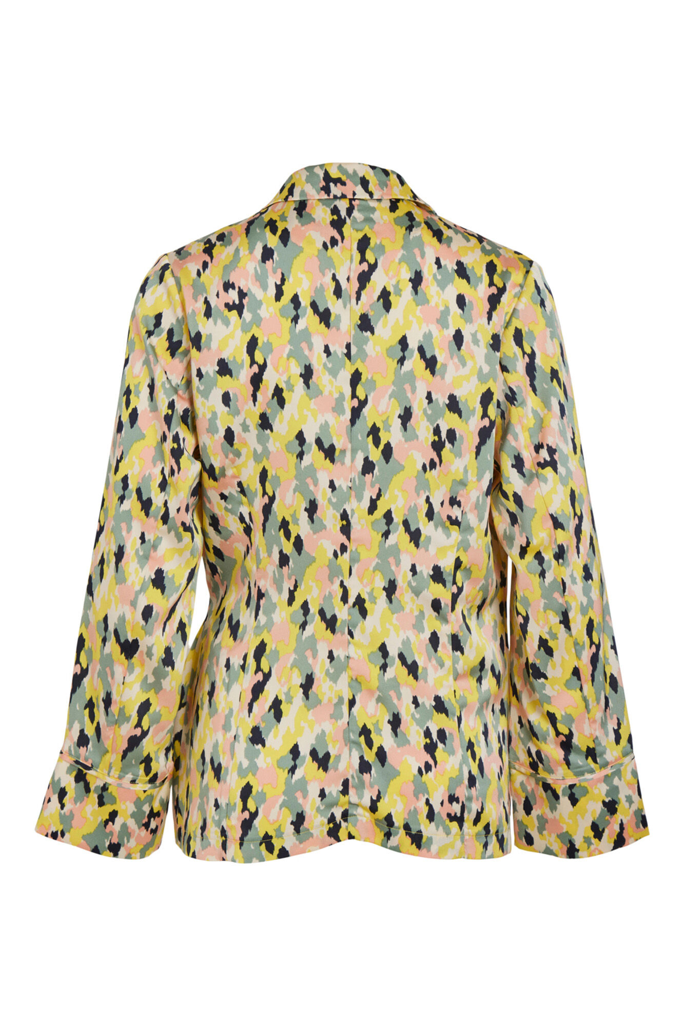 Blazer feminino de cetim com abotoamento duplo - Cinza