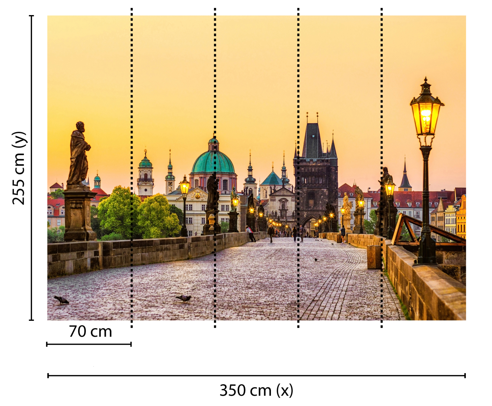 Fototapete DESIGNWALLS - gelb-grün - Prag - 2,55 Meter
