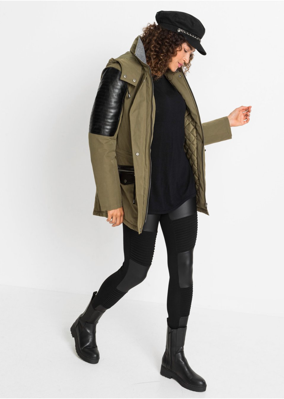 Parka à empiècements contrastants