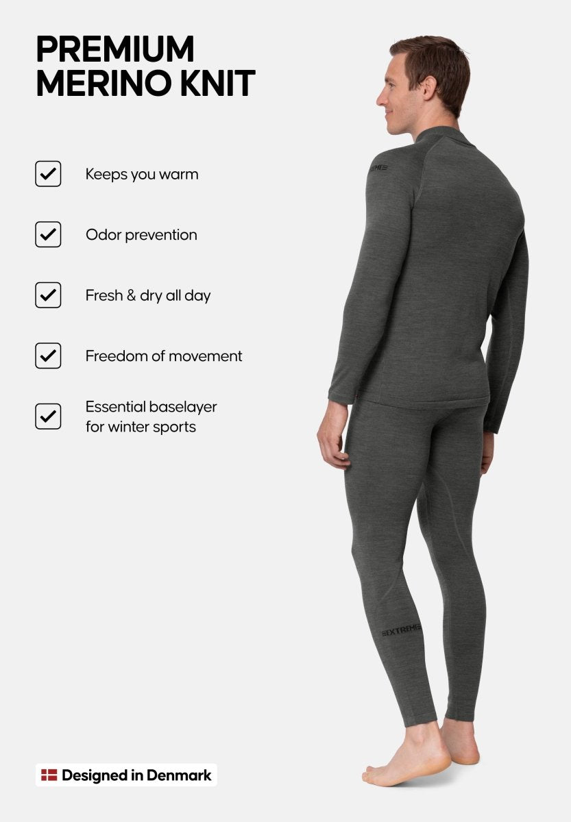 KRAFTIGT MERINOULD BASELAYER SÆT TIL MÆND