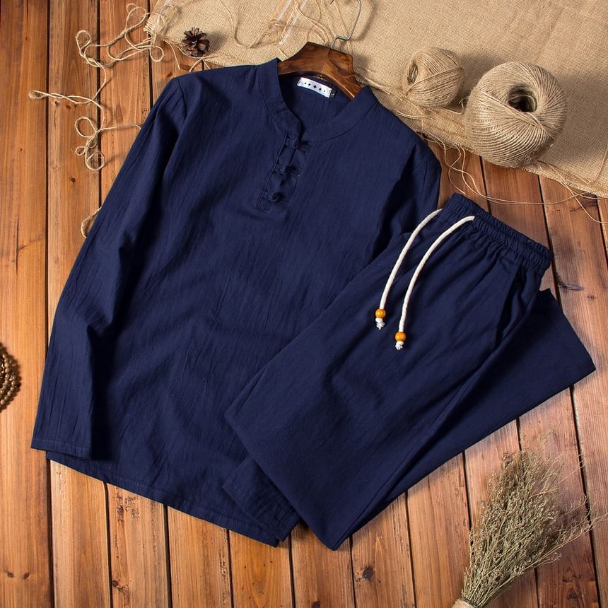 Blueforce - Set: Henley top met lange mouwen en rechte pijpen + broek met trekkoord in de taille