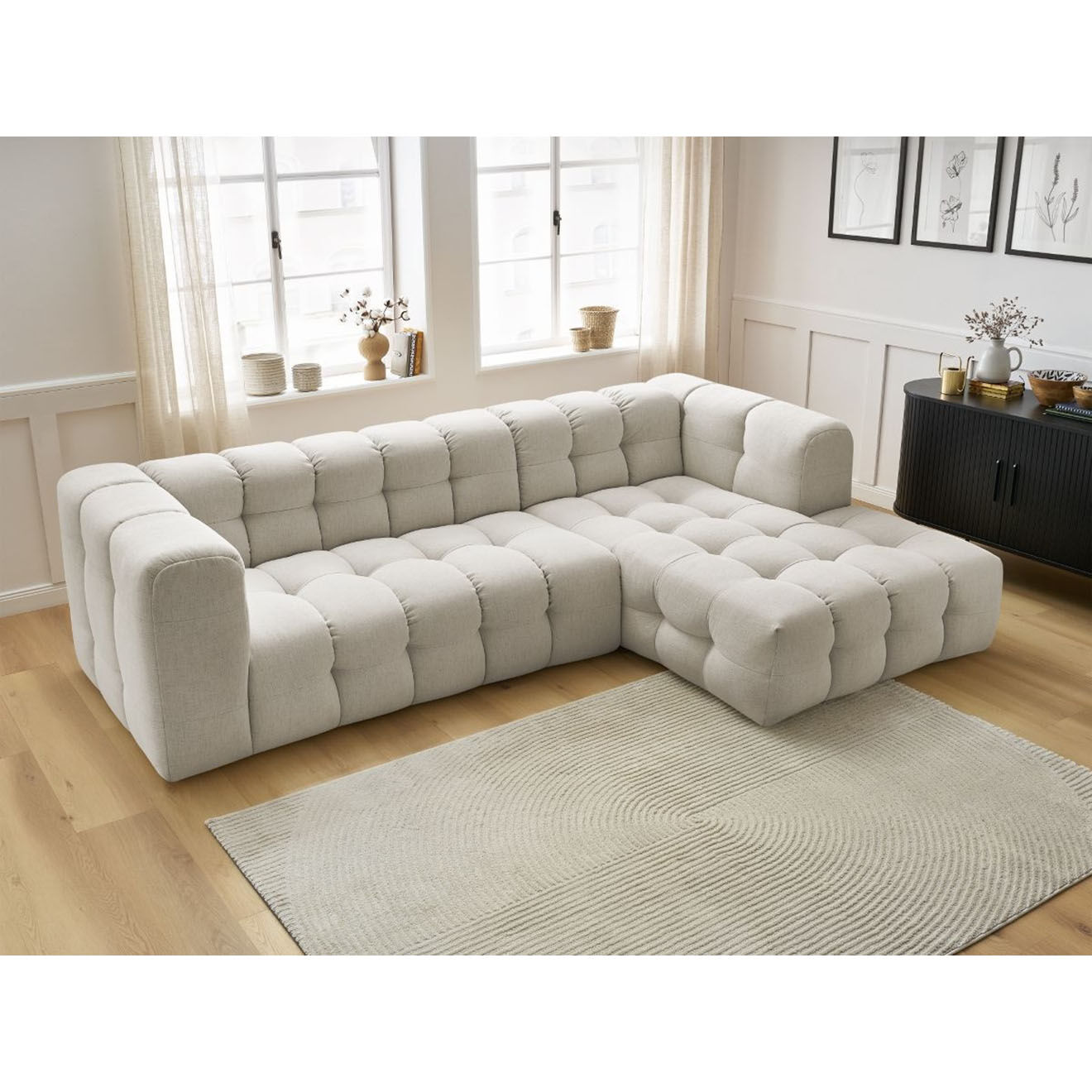 Bobochic Canapé d'angle droit cloud beige - 288x184x75 cm