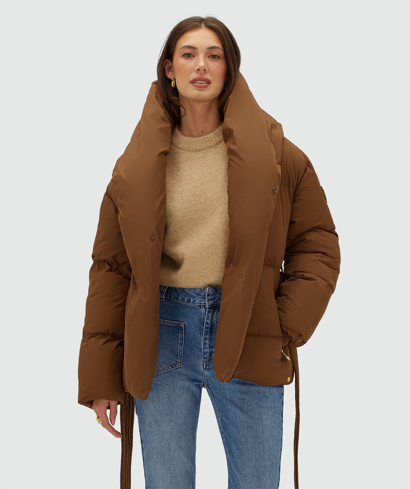 JV-CHARLOTTE oversized puffer jas - brown