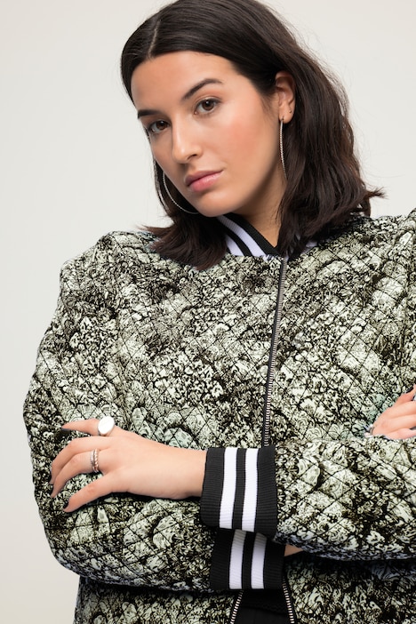 Blouson, Collegekragen, Rautenstepp, Print