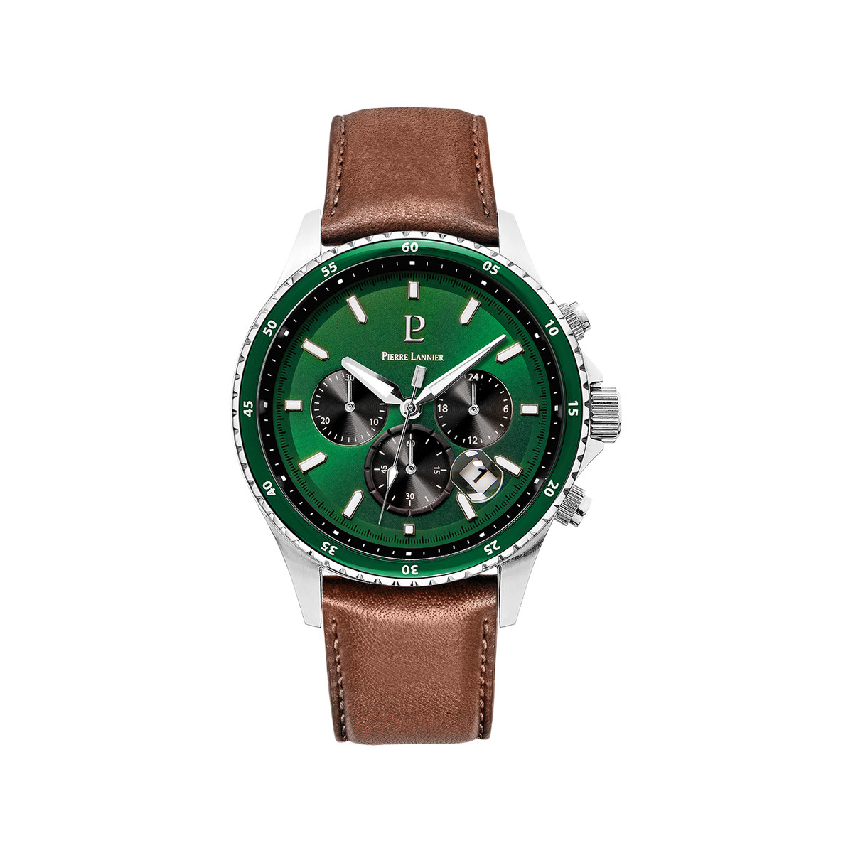 Montre PIERRE LANNIER cronos homme bracelet cuir brun