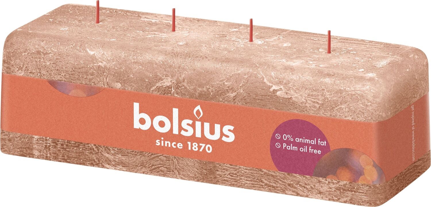 Bolsius mammoetkaars Rustiek Shine beige 51 uur 9 x 25 x 8 cm