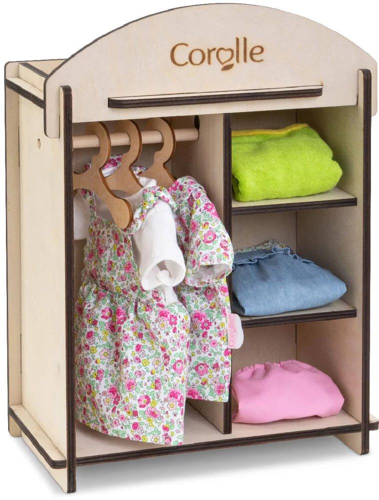 BB30\/36 - ARMOIRE EN BOIS POUR POUPON ET POUPEE DE 30 A 36 CM - COROLLE ACCESSOIRES