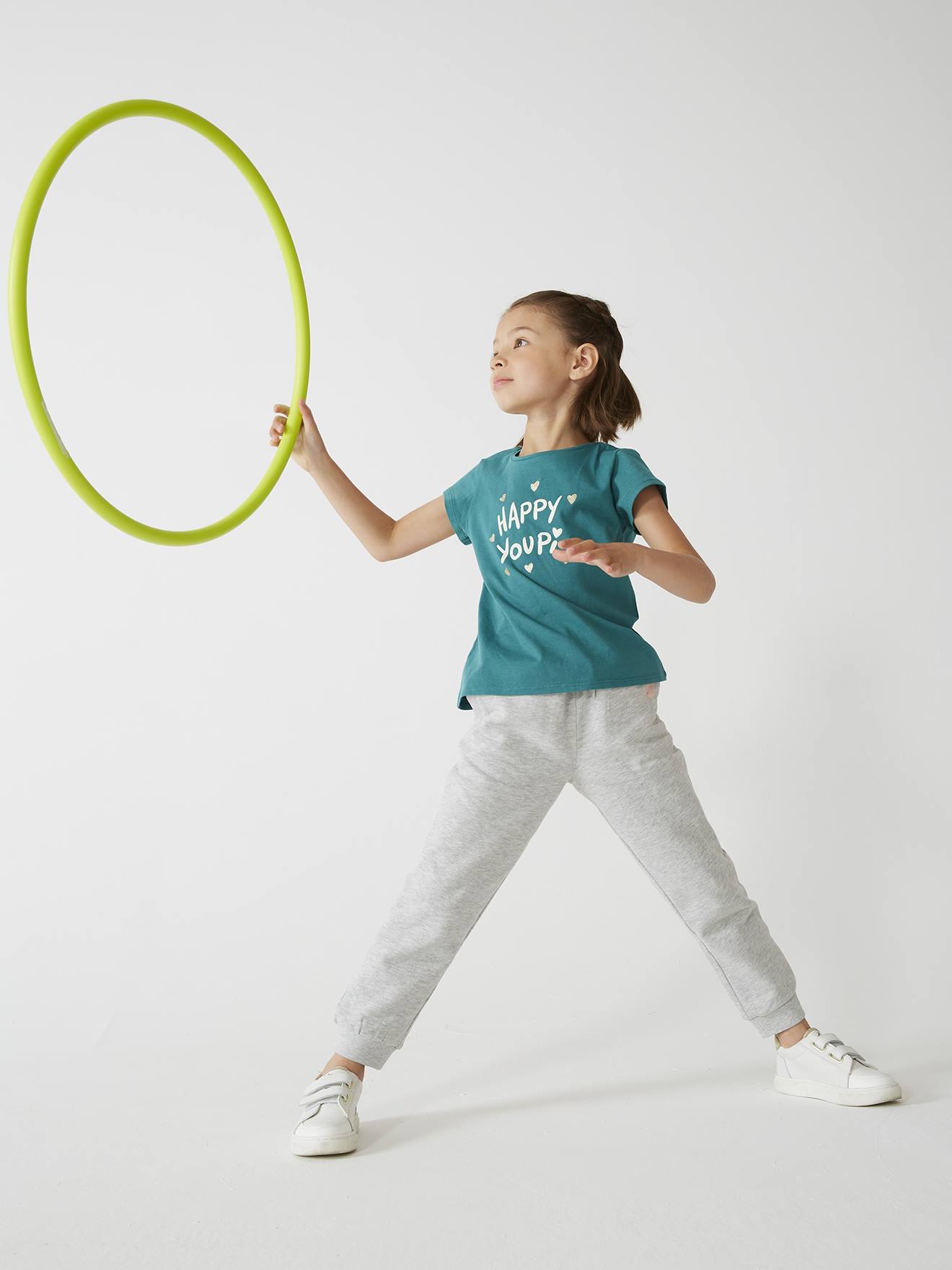 Camiseta com mensagem, para menina, verde pinho