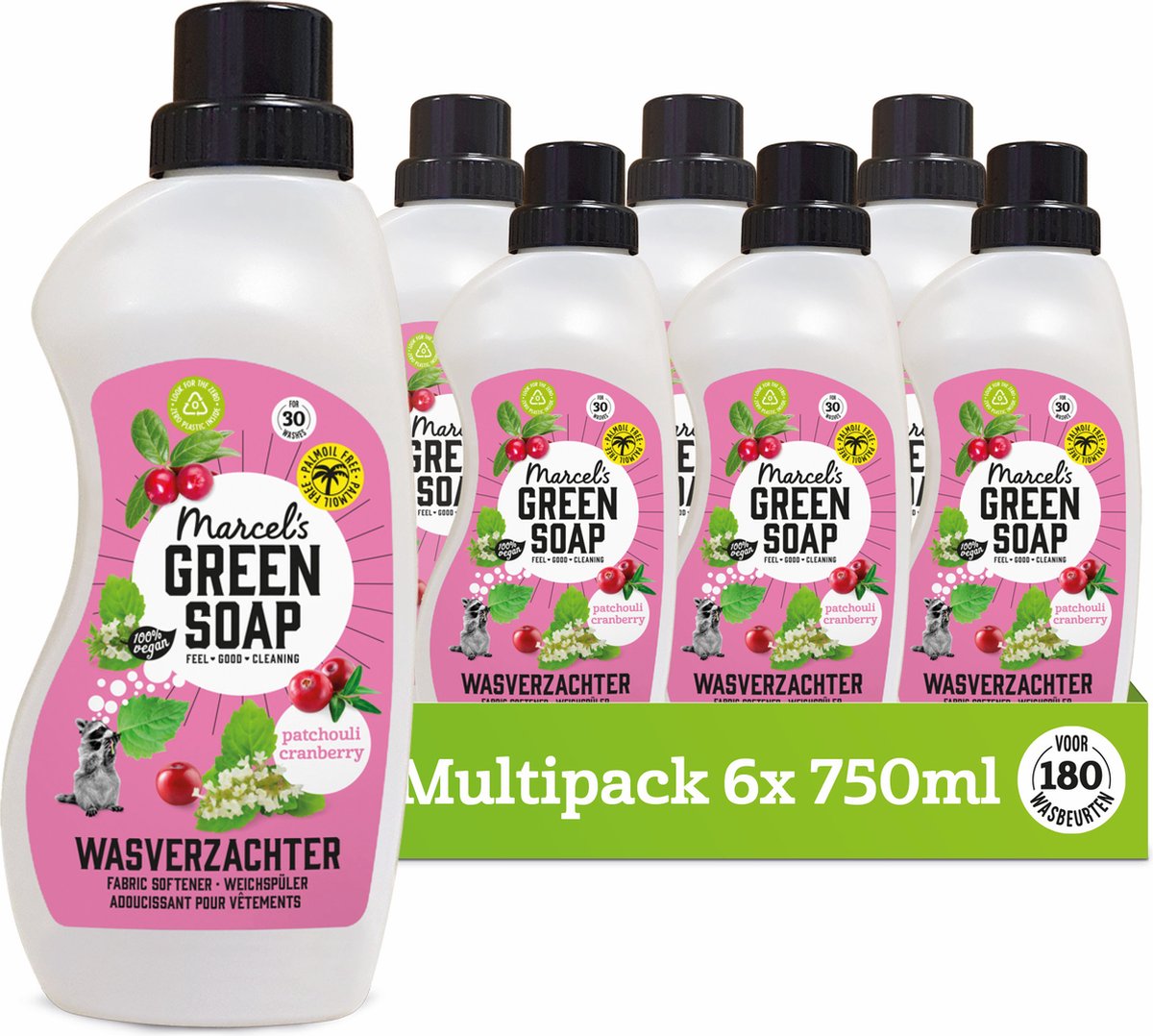 6x Marcel’s Green Soap Wasverzachter Patchouli & Cranberry (750 ml)