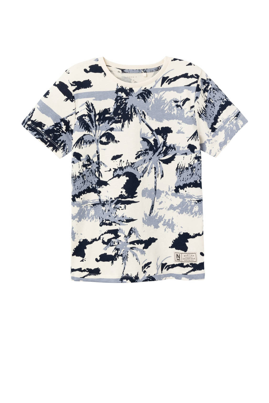 NAME IT T-shirt NKMZANULLE met all over print ecru/blauw