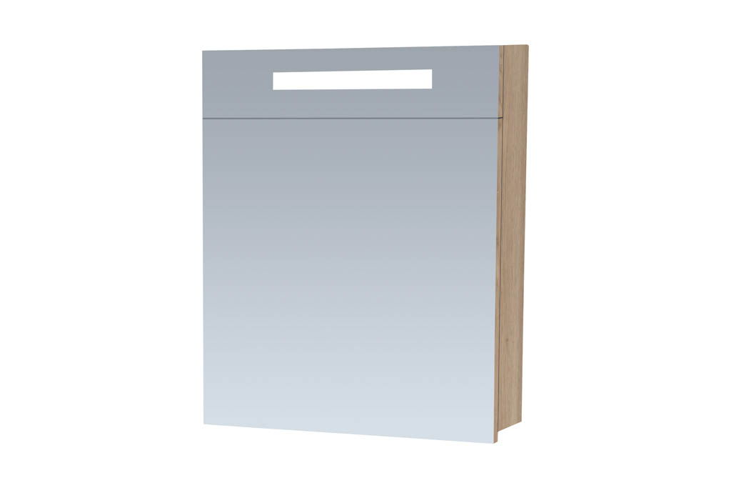Brauer Promise spiegelkast 60cm met rechtsdraaiende deur en verlichting eiken licht