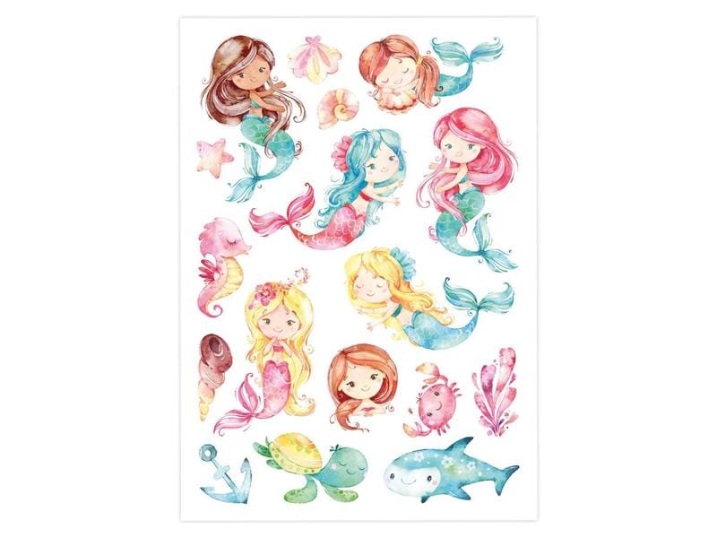 Papierdrachen Tattoo Set Einhorn, Meerjungfrau, Prinzessin 6 Bögen