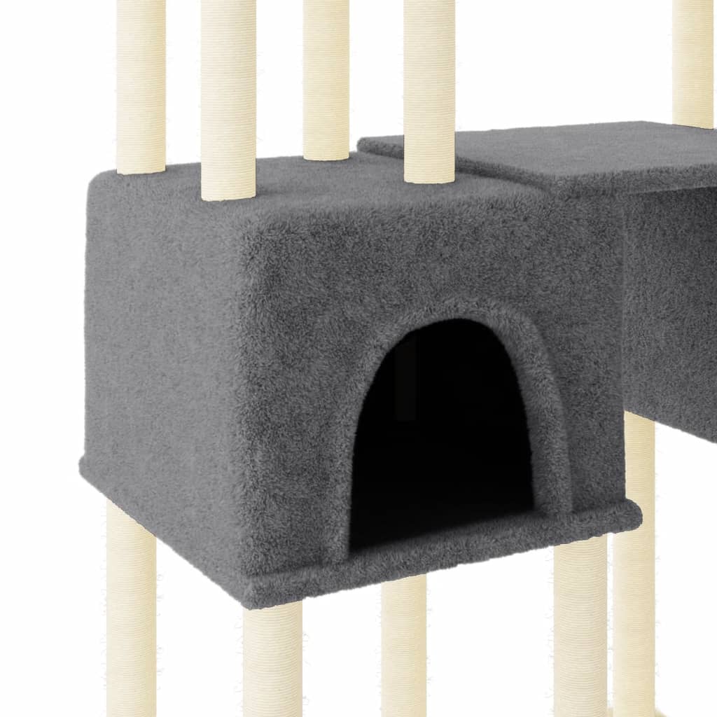 Arbre à chat avec griffoirs en sisal gris foncé 199 cm