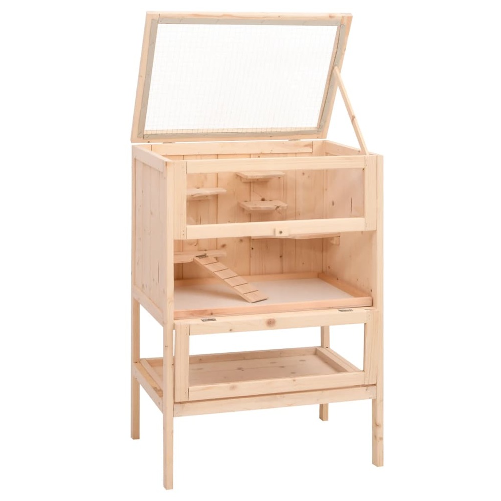 Cage à hamster 55x40x80 cm bois massif de sapin