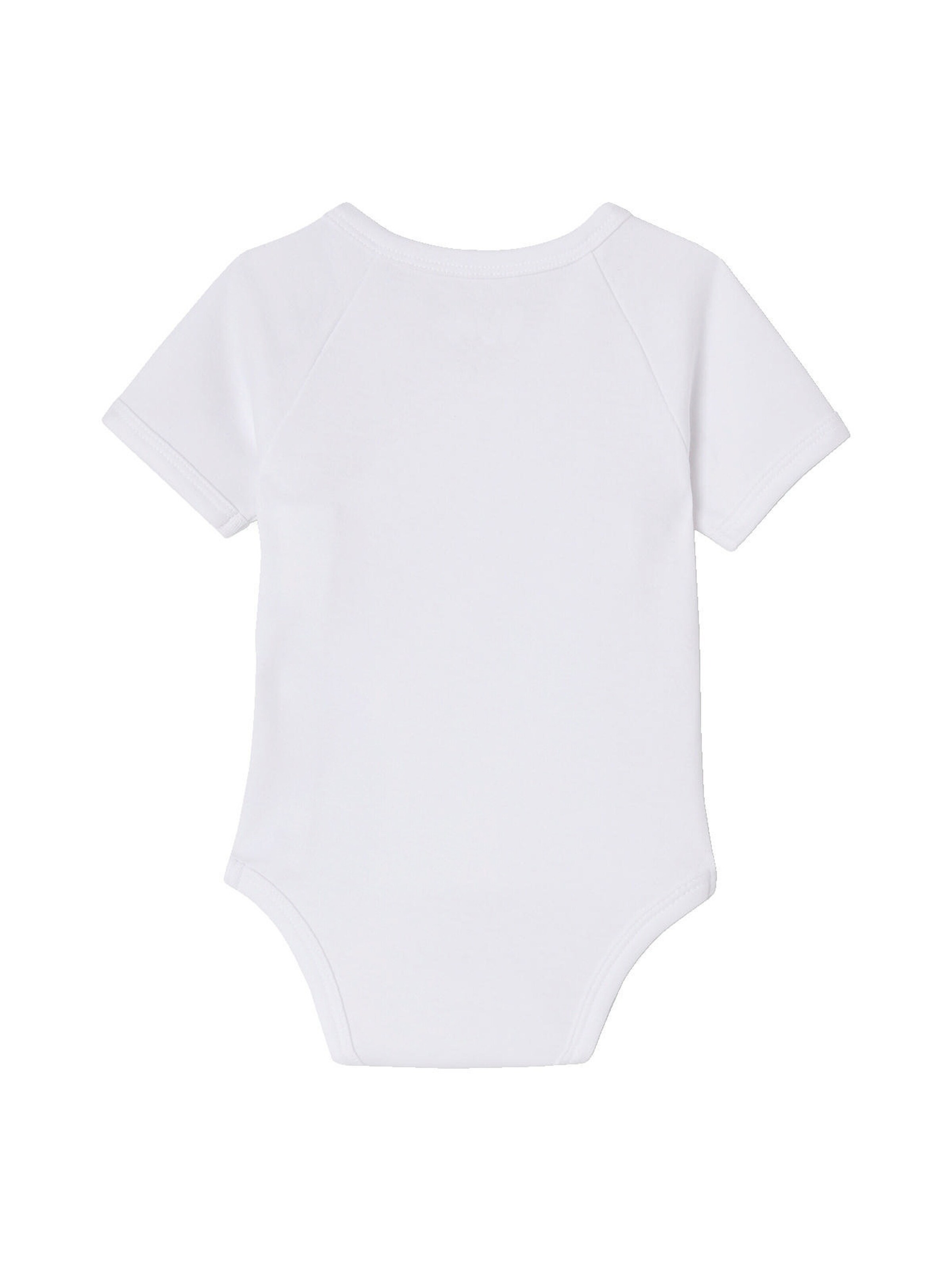 Vertbaudet Bio-Kollektion: Baby Wickelbody mit kurzen Ärmeln und Schriftzug weiß
