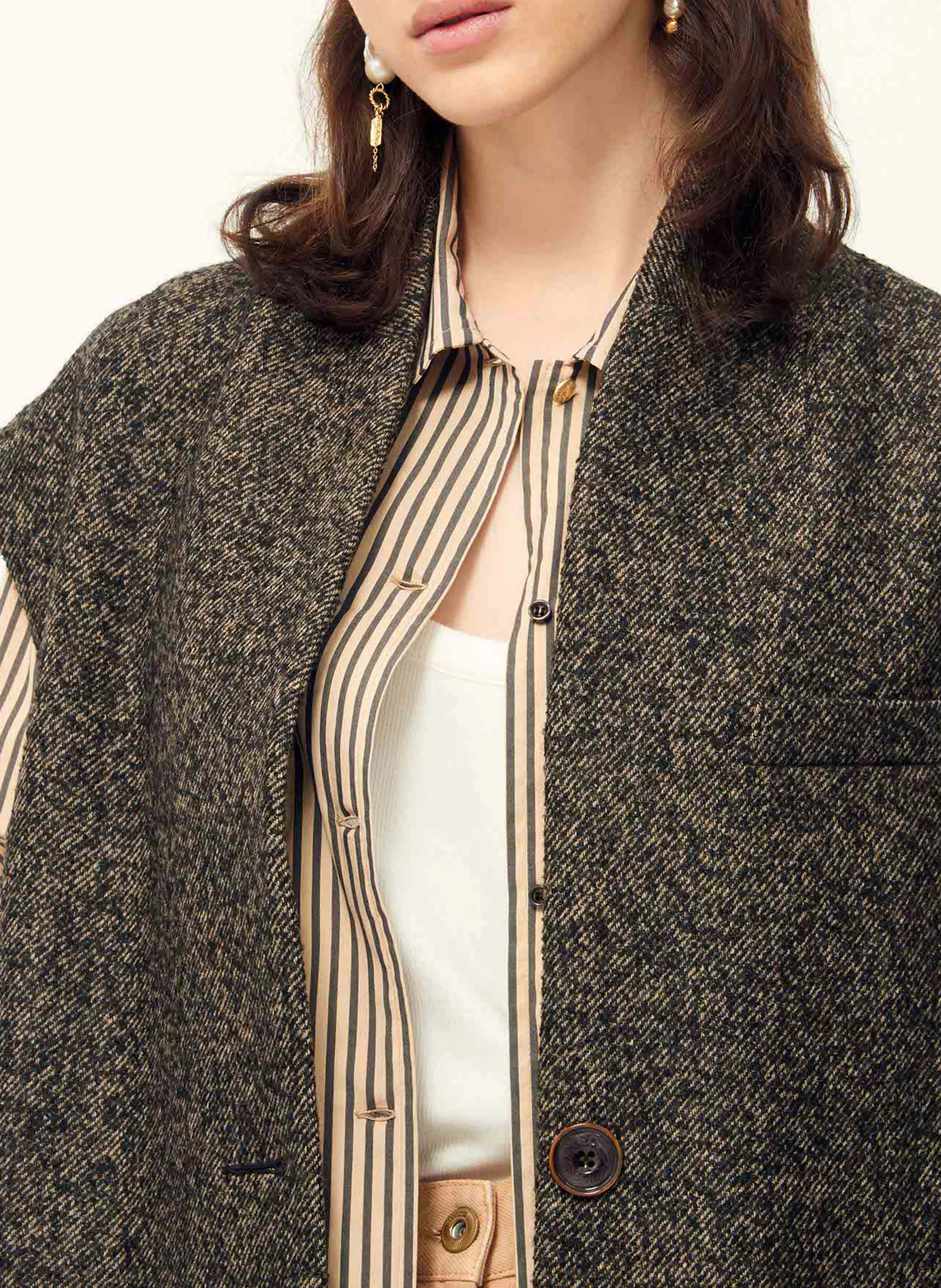 HEY JUDE - Veste de tailleur sans manches en laine mélangée | Noir