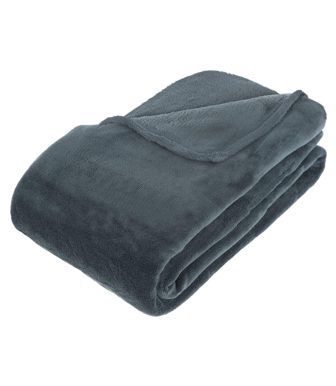 Plaid en Microfibre uni - 230x180 cm - Bleu Orage