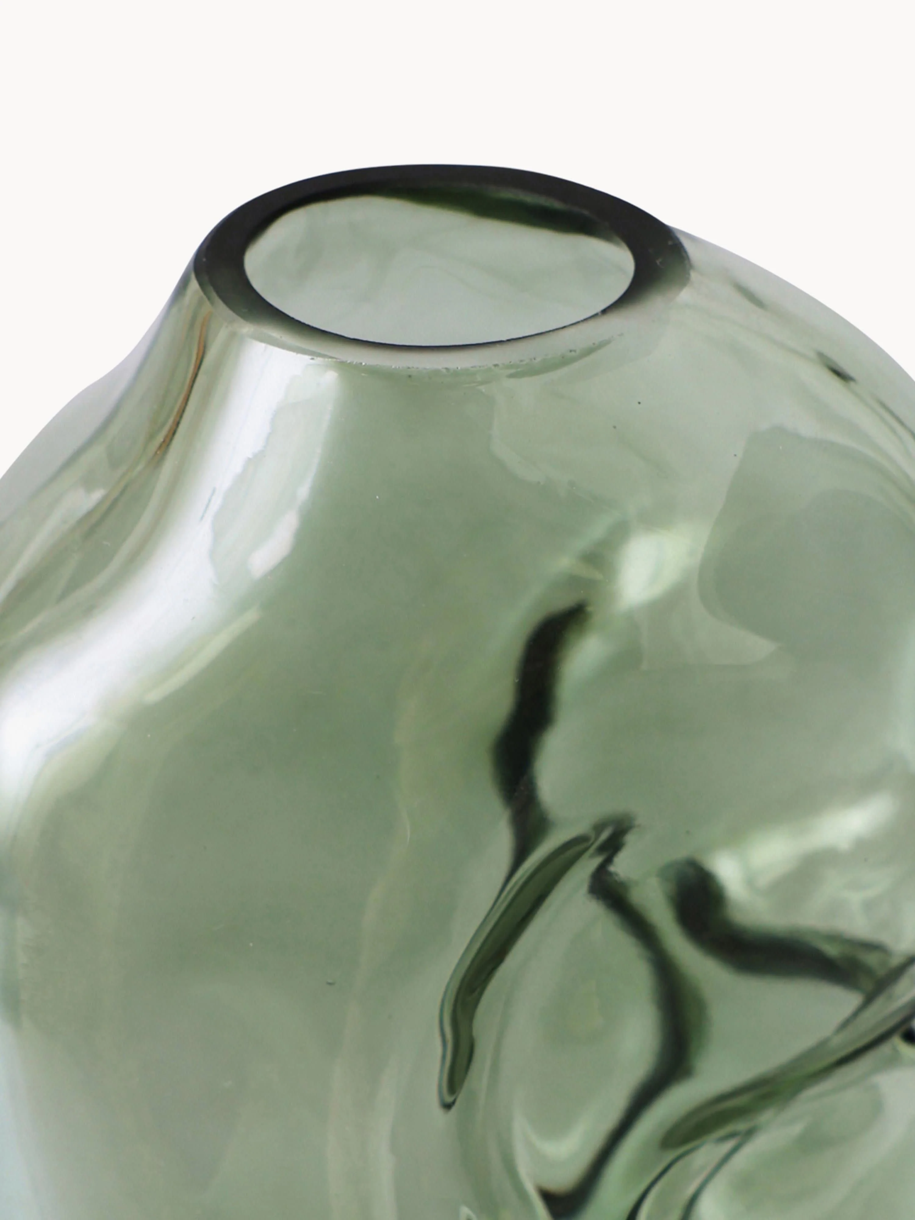 Handgemaakte glazen vaas Gleam, H 18 cm
