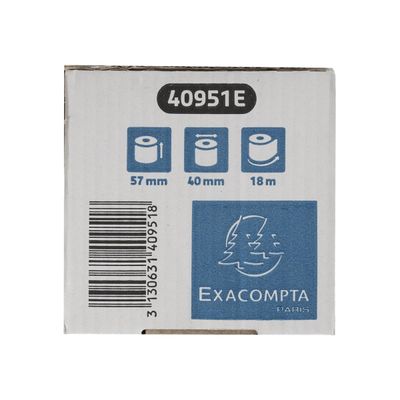 Exacompta - 20 Bobines thermiques - rouleaux TPE Safecontact - 1 pli - 57 x 40 x 12 mm - 18 m
