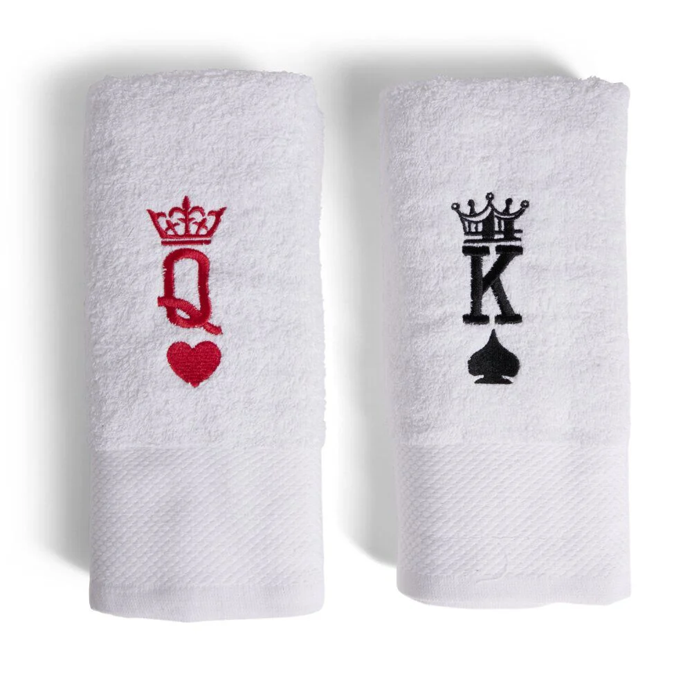 Lot de 2 serviettes brodées King et Queen 70xL130cm