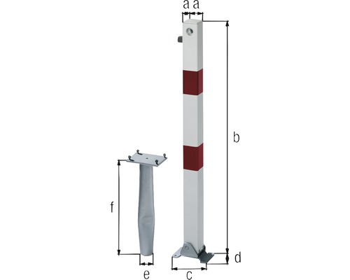Klappy-Bo witte paal met driehoeksluiting, voor inbetonnering, 70x70 mm
