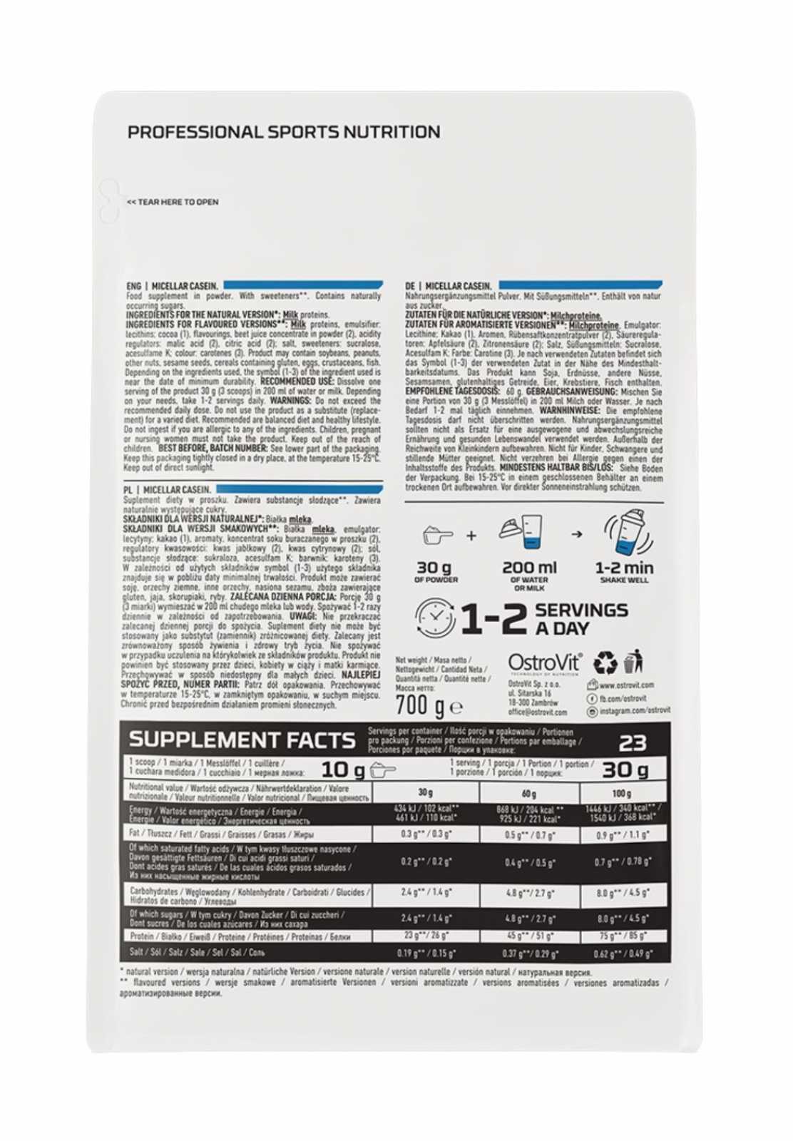 OstroVit Caseína micelar 700g