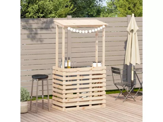 Table de bar d'extérieur et toit 112,5x57x195,5 cm bois massif