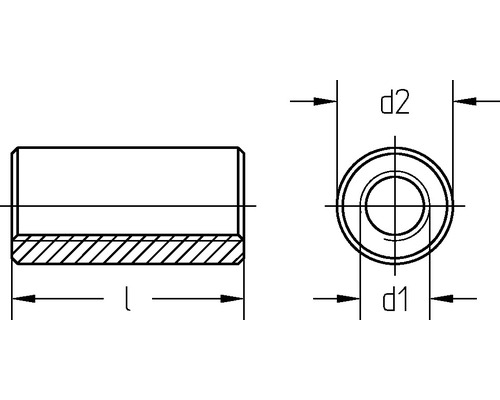 Ronde verbindingsmoer M20x50 mm, verzinkt, 25 stuks