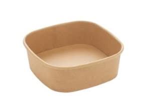 Bowle firkantet 130x130x43 mm 400 ml Kraft med PE Brun,6 pk x 50 stk/krt