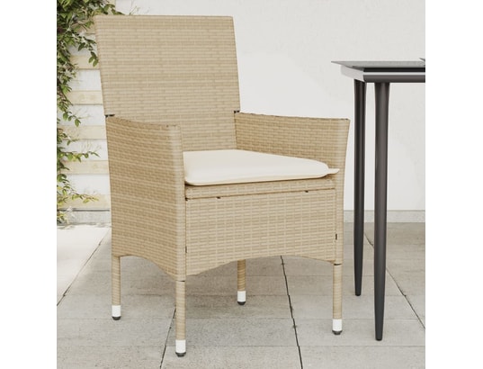 VIDAXL - Chaises de jardin avec coussins lot de 2 beige résine tress...