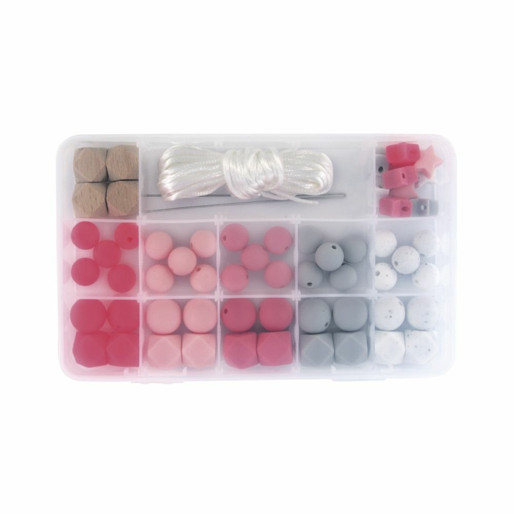 Coffret de perles en silicone - rose