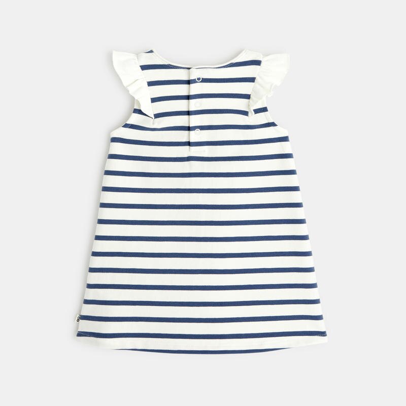 Robe rayée molleton léger bleue bébé fille Bleu