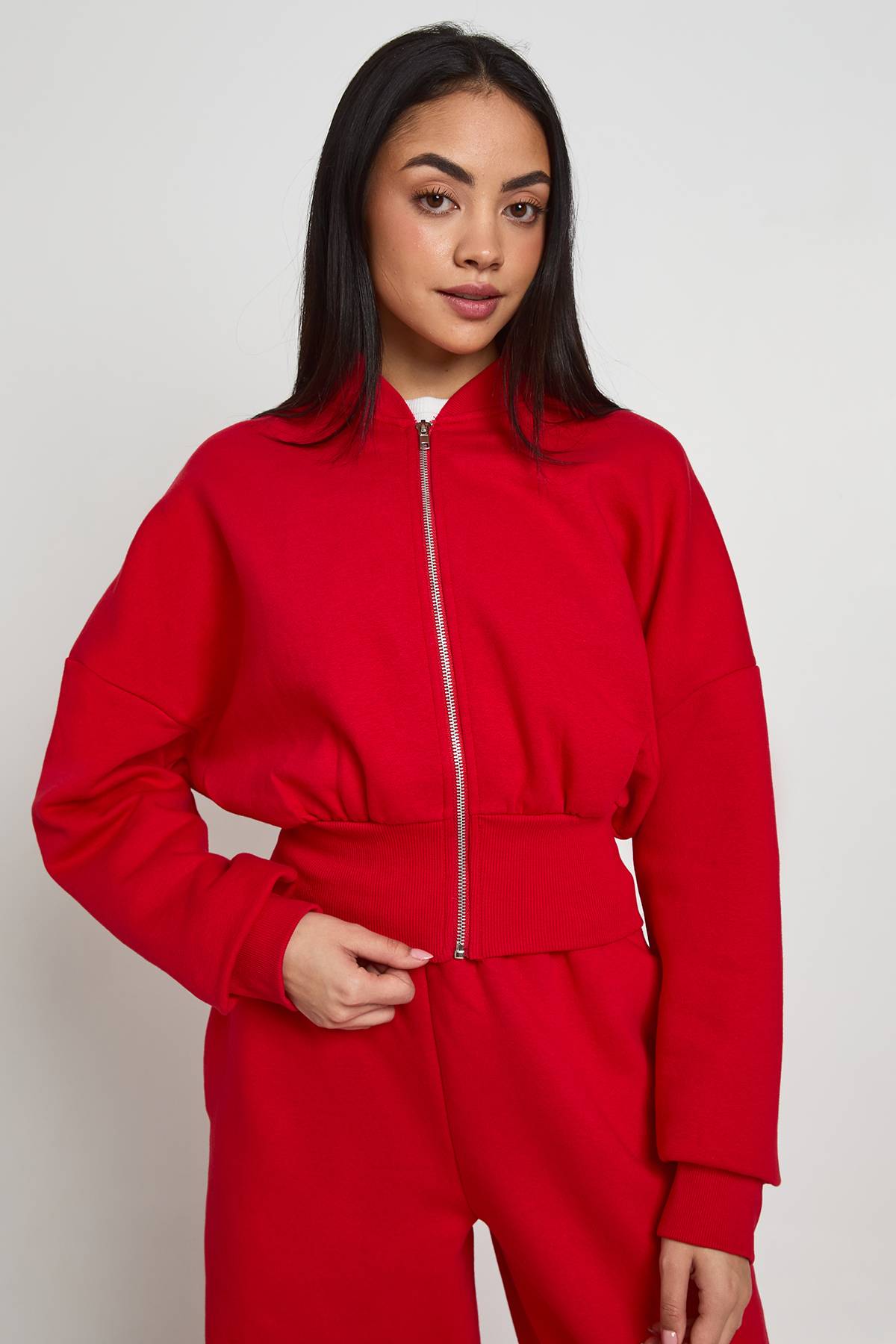 boohoo Ensemble De Survêtement Bomber À Ourlet Profond Avec Fermeture Zippée
