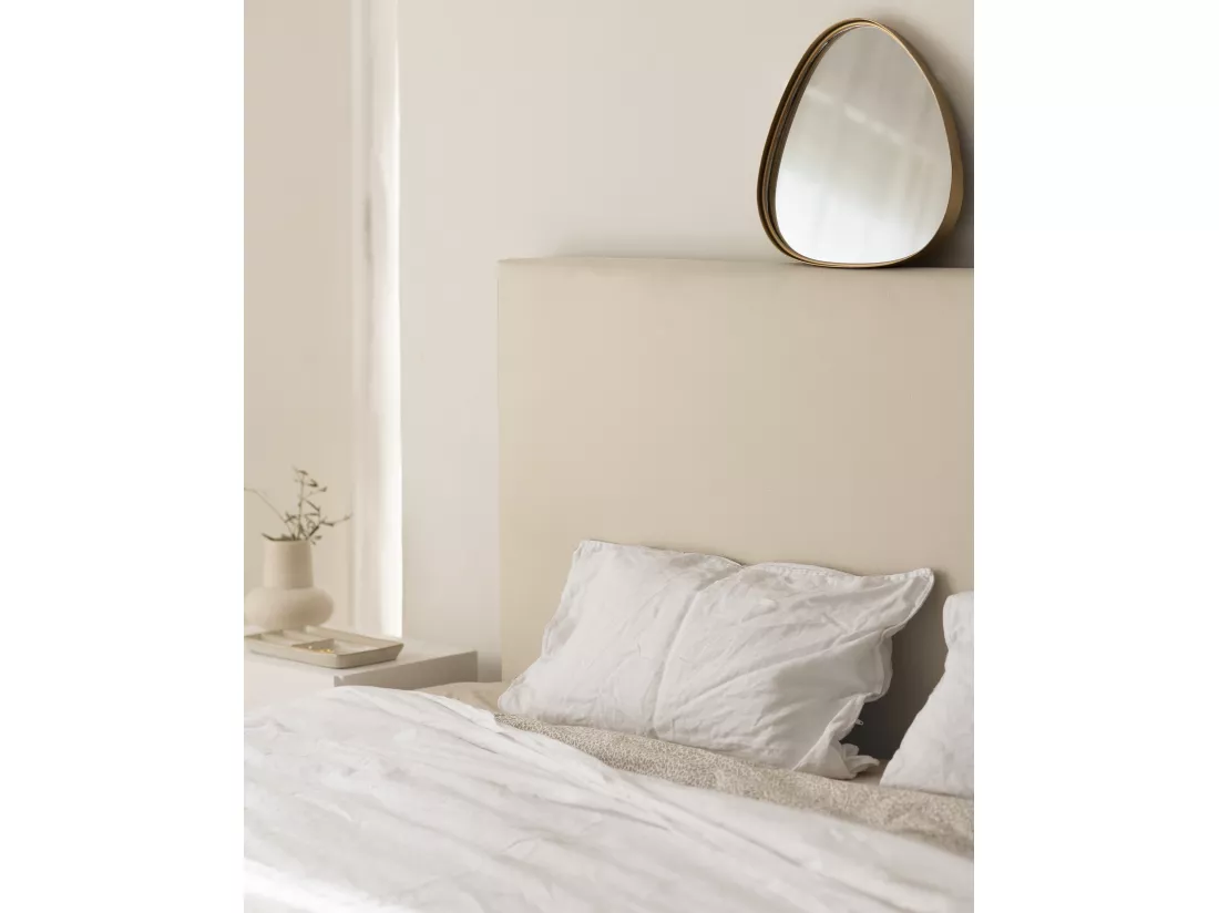 Tête de lit similicuir lisse beige 180x80cm - BUDAPEST - DECOWOOD
